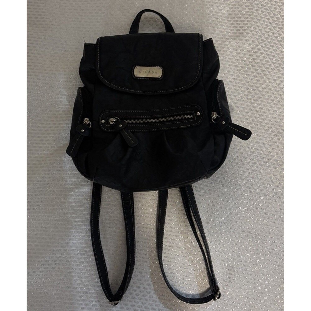 Strada Black Backpack Unisex Adults Shoulder Strap